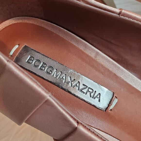BCBGMAXAZRIA Pink Satin Peep Toe Pumps SZ 8.5 - Picture 7 of 14